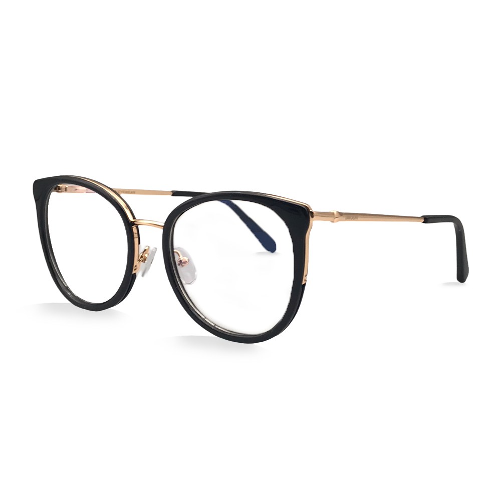 Black & Gold Round - Blue Light Blocking Glasses - Swoon Eyewear - Alexandria Side View 2