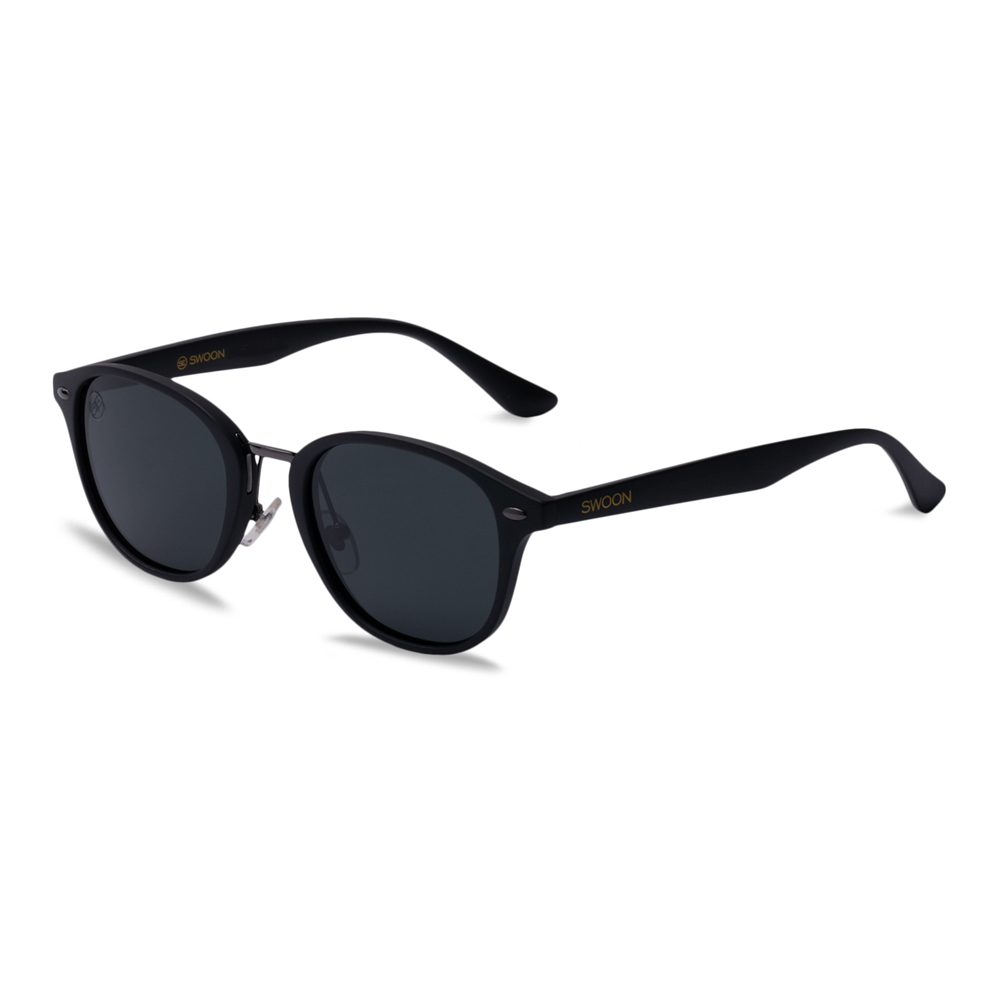Polarized - Matte Black & Gunmetal - Sunglasses - Swoon Eyewear - Algiers Side View