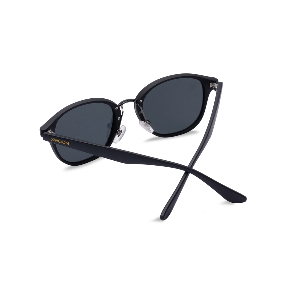 Polarized - Matte Black & Gunmetal - Sunglasses - Swoon Eyewear - Algiers Back View