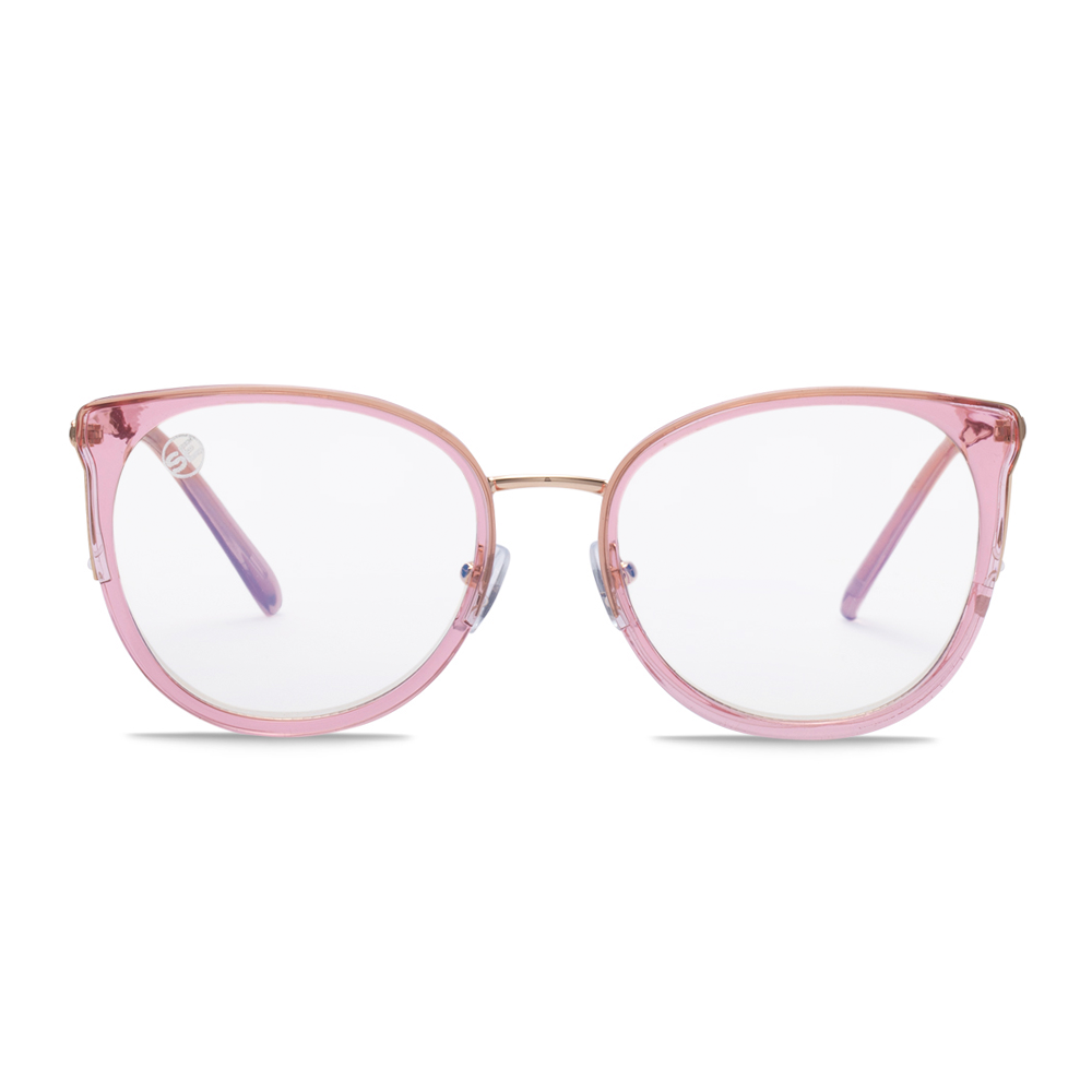 Pink & Gold - Blue Light Blocking Glasses - Swoon Eyewear - Ankara Front View