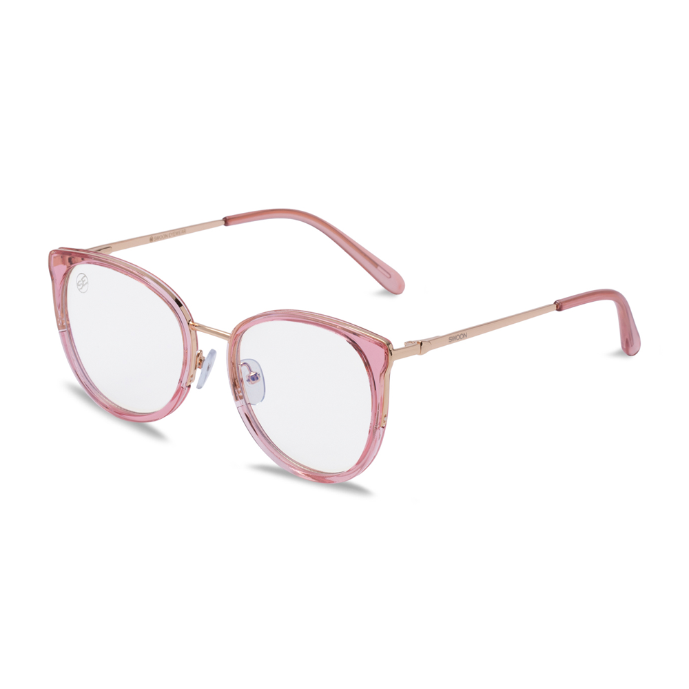 Pink & Gold - Blue Light Blocking Glasses - Swoon Eyewear - Ankara Side View