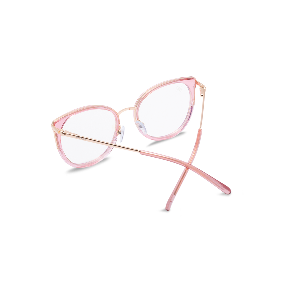 Pink & Gold - Blue Light Blocking Glasses - Swoon Eyewear - Ankara Back View