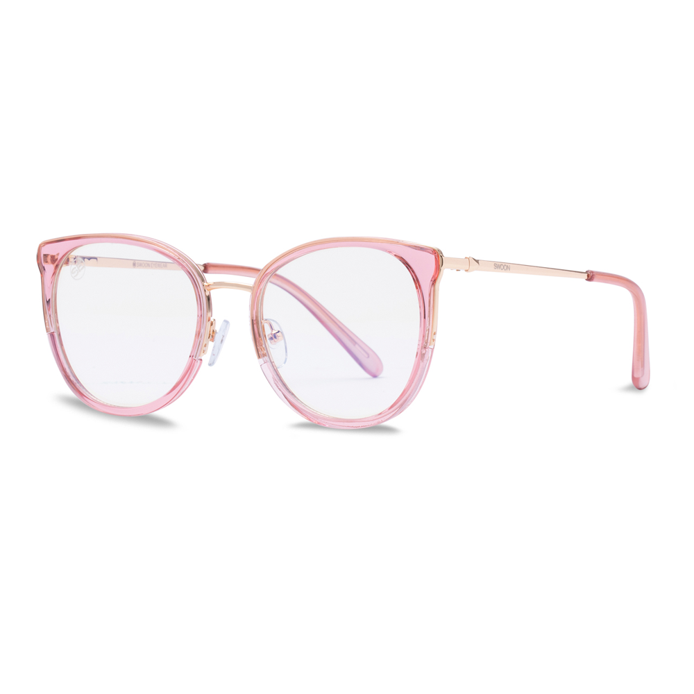 Pink & Gold - Blue Light Blocking Glasses - Swoon Eyewear - Ankara Side View 2