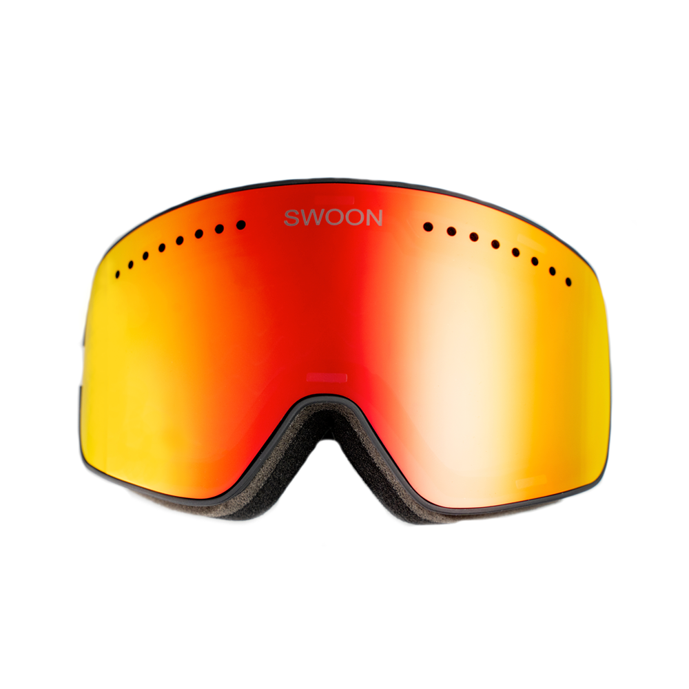 Arlberg + Night Lens Bundle - Inferno Red & Black Strap Snow Goggles - Swoon Eyewear - Front View