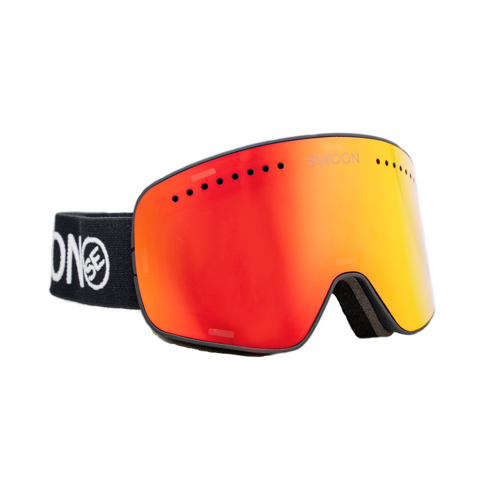 Arlberg - Inferno Red Mirror, Black Strap Snow Goggles - Swoon Eyewear - Side View