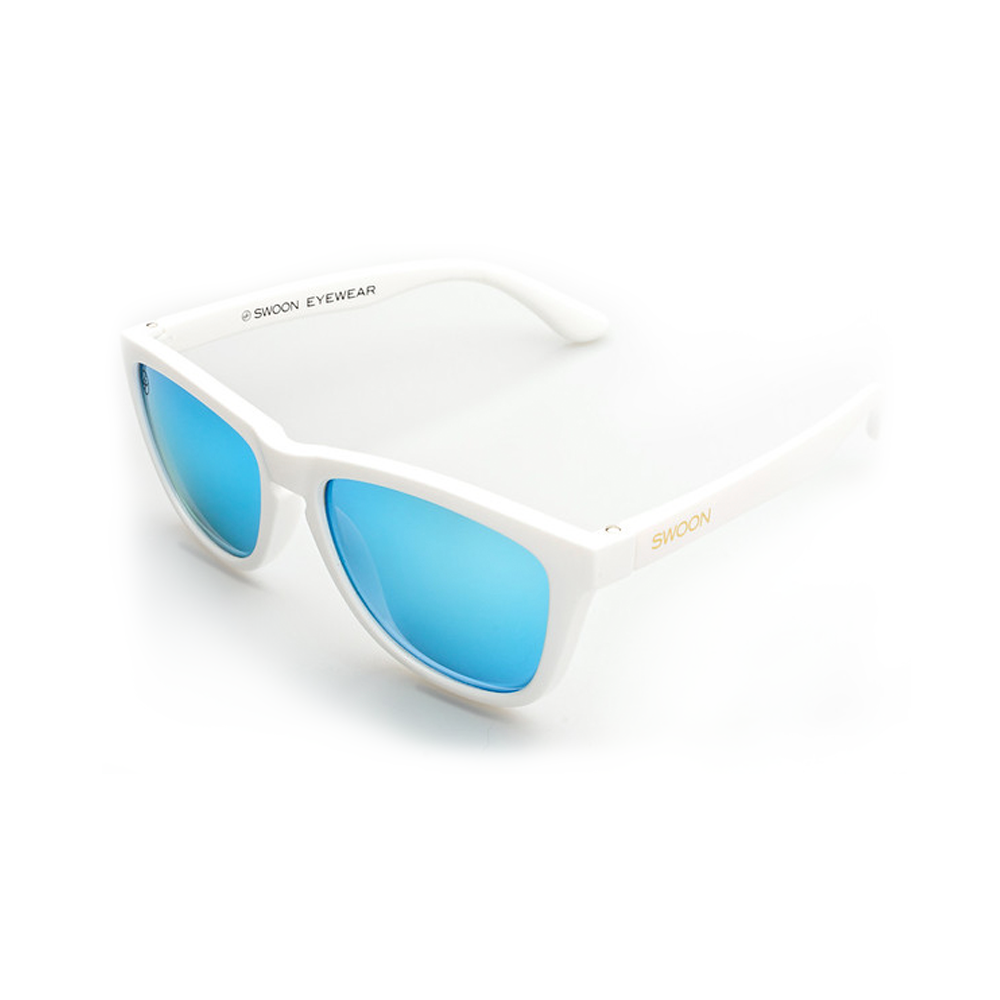 Aruba White Sunglasses Blue Mirror Lenses