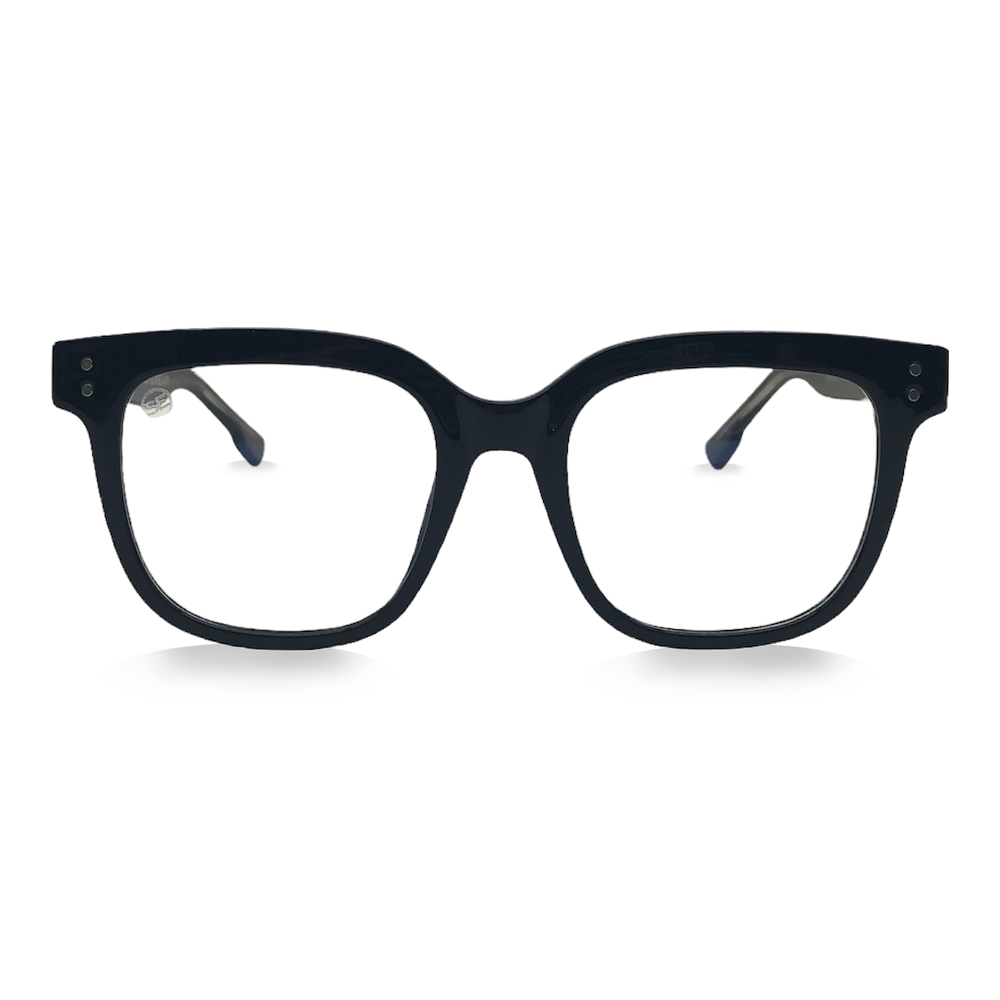 Black Plastic Rectangular - Blue Light Blocking Glasses - Swoon Eyewear - Banff Front View