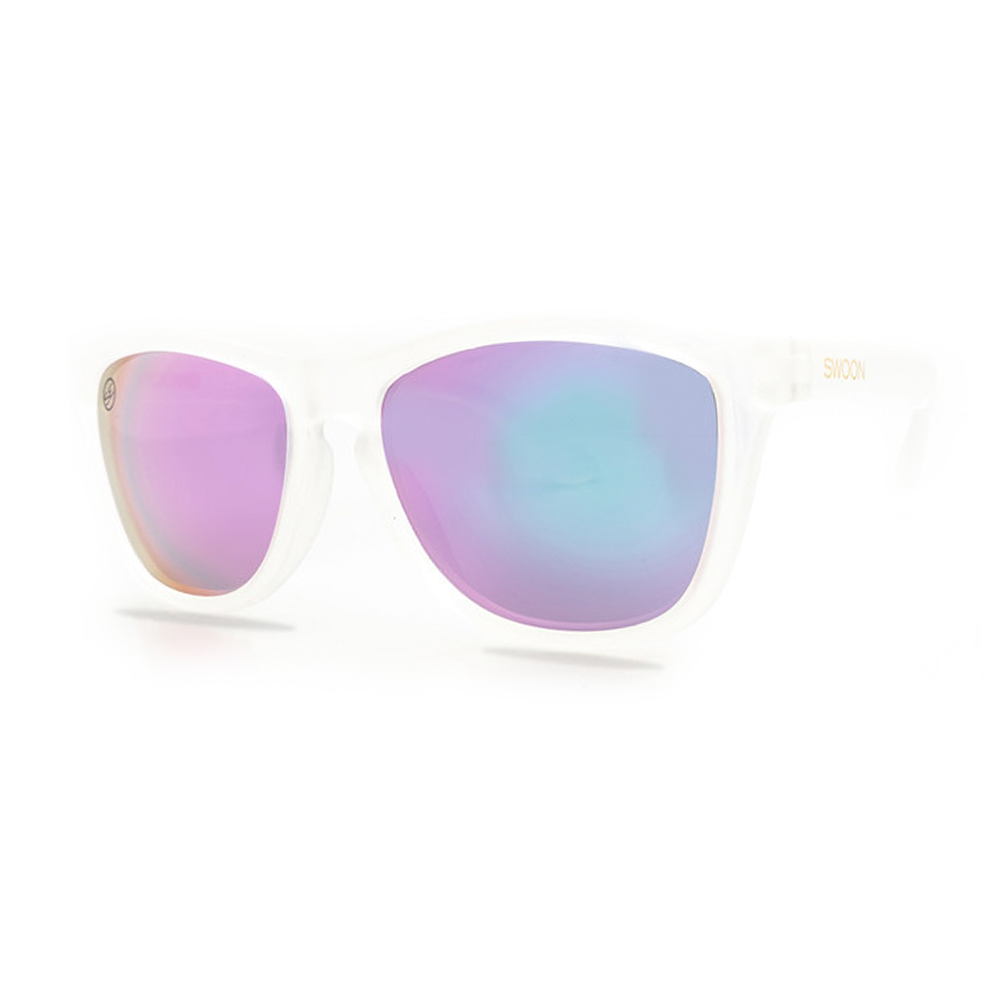 Polarized Clear Frame Pink Purple Mirror Sunglasses - Swoon Eyewear - Barbados Side View 2
