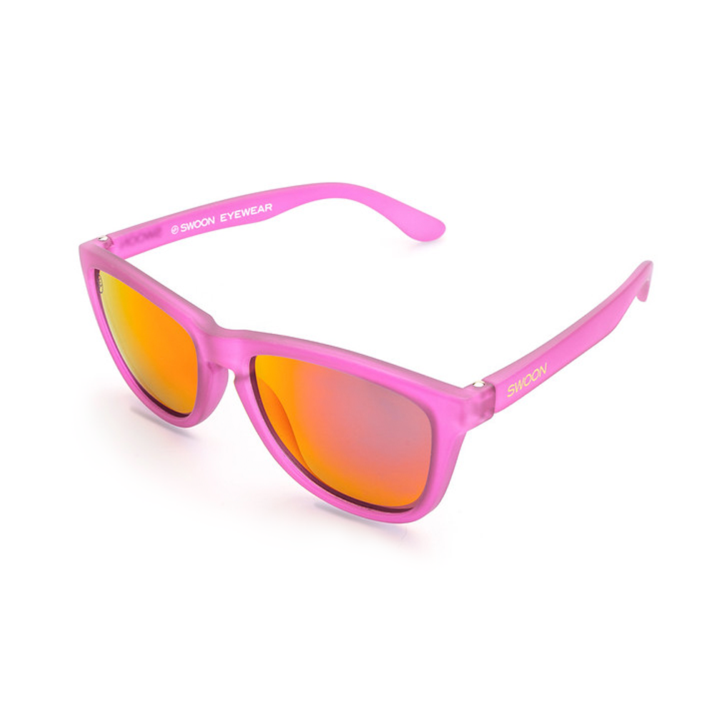 Polarized Matte Pink Frame Pink Purple Mirror Sunglasses - Swoon Eyewear - Bermuda Side View