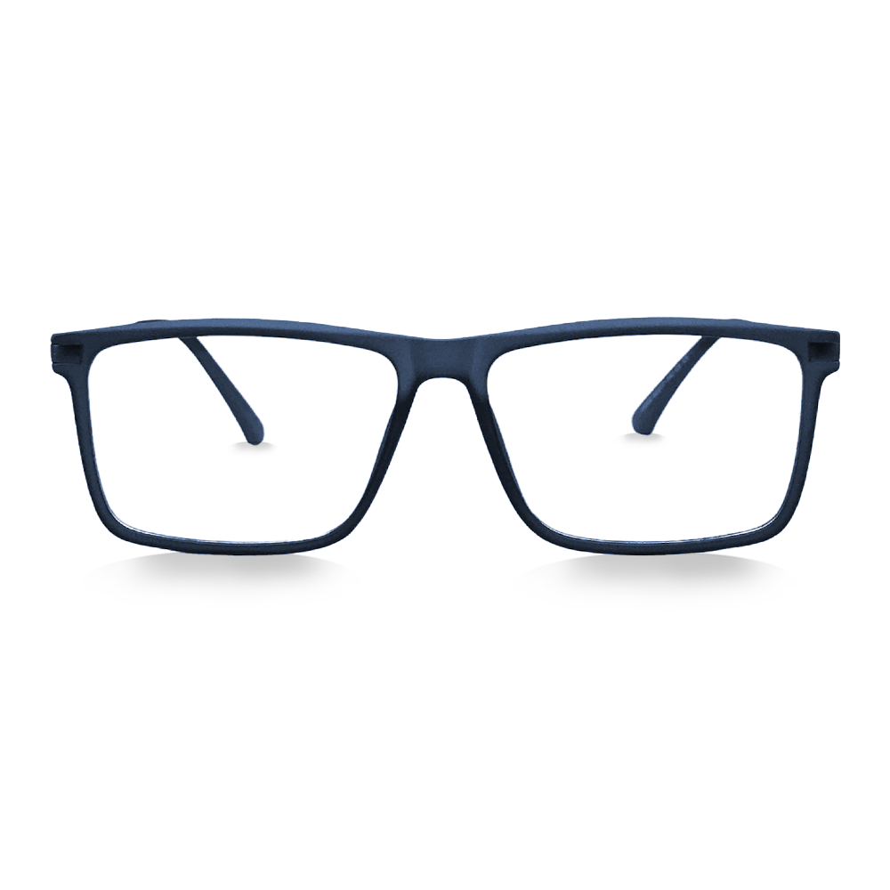 Matte Blue Rectangular - Blue Light Blocking Glasses - Swoon Eyewear - Bogota Front View