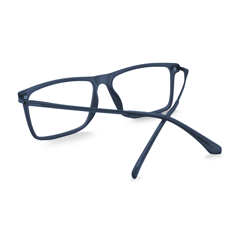 Matte Blue Rectangular - Blue Light Blocking Glasses - Swoon Eyewear - Bogota Back View