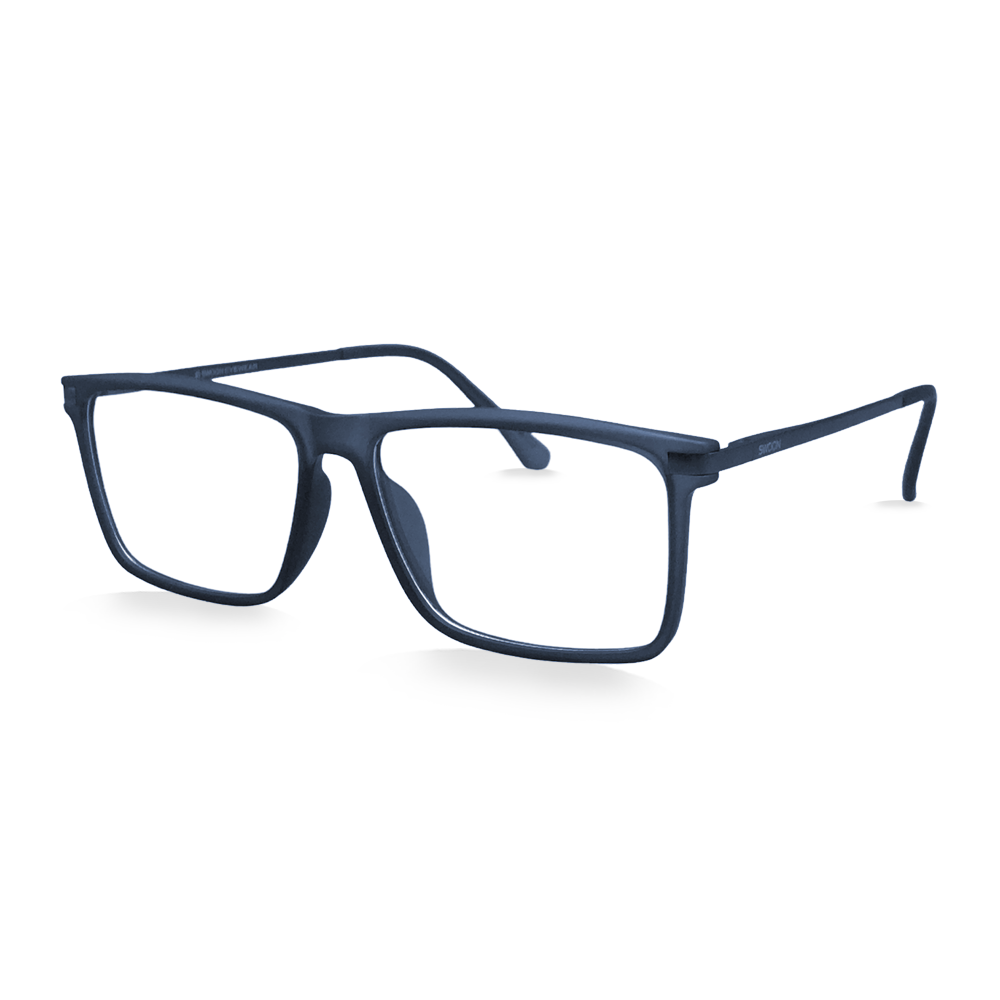 Matte Blue Rectangular - Blue Light Blocking Glasses - Swoon Eyewear - Bogota Side View 2