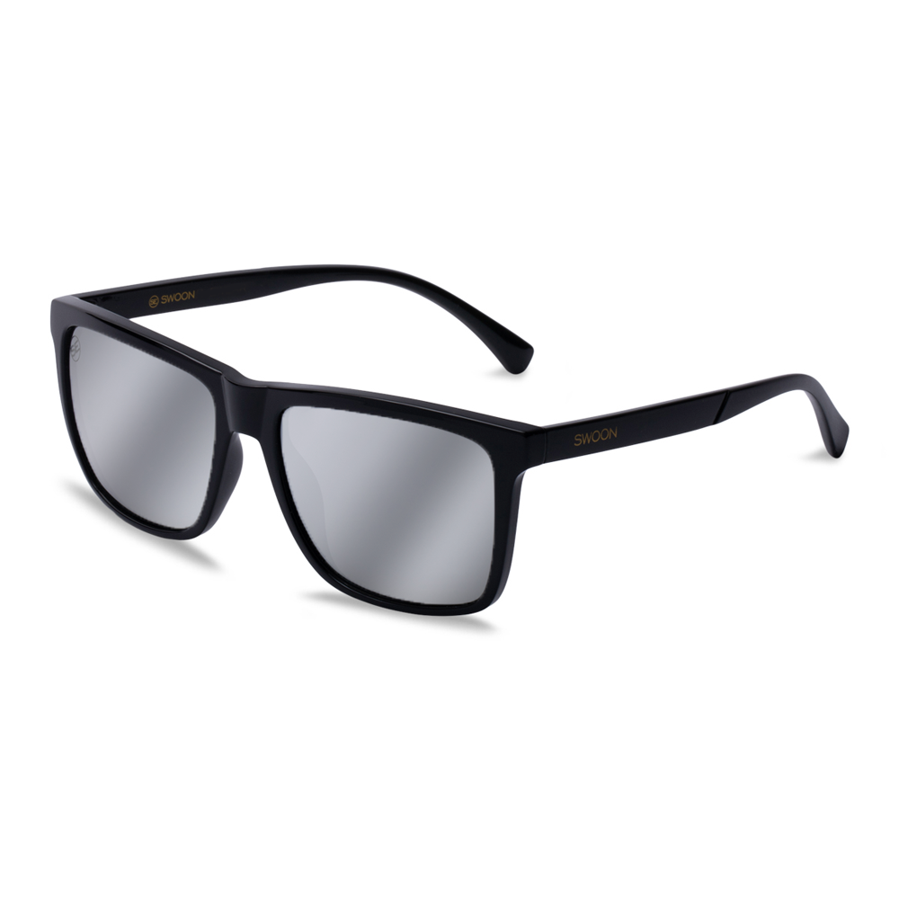 Black & Grey Mirror Sunglasses - Swoon Eyewear - Boston Side View