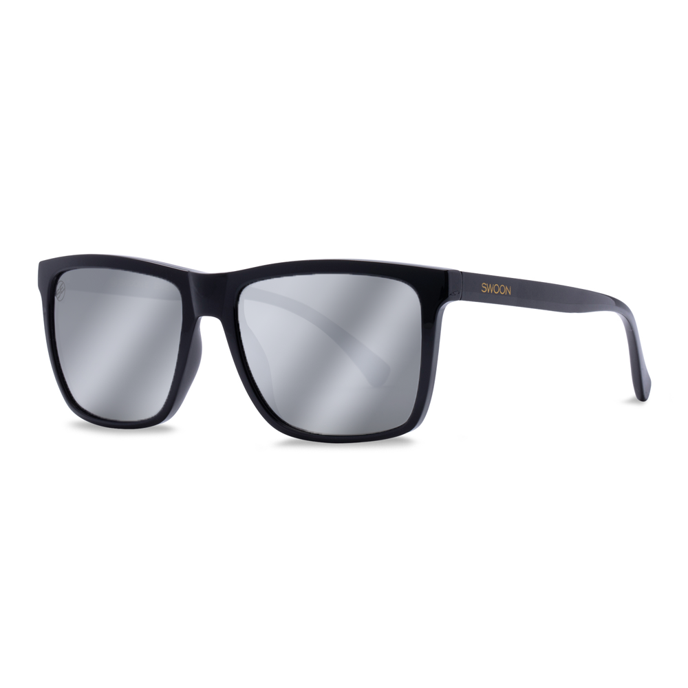 Black & Grey Mirror Sunglasses - Swoon Eyewear - Boston Side View 2