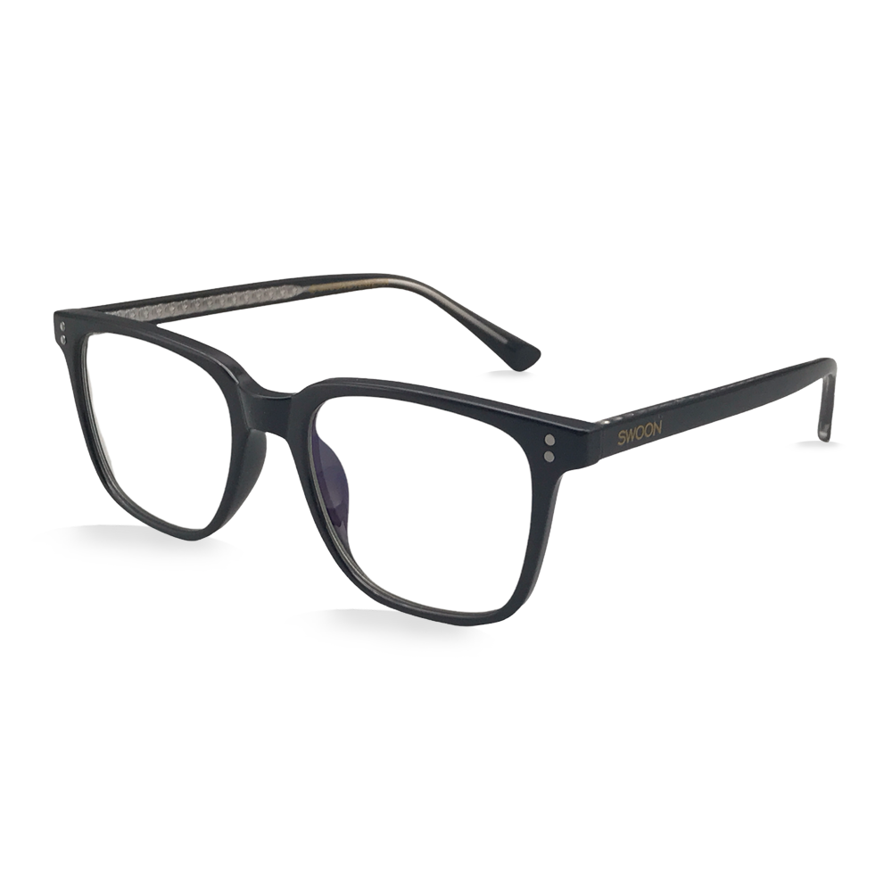 Black Rectangular - Blue Light Blocking Glasses - Swoon Eyewear - Brisbane Side View
