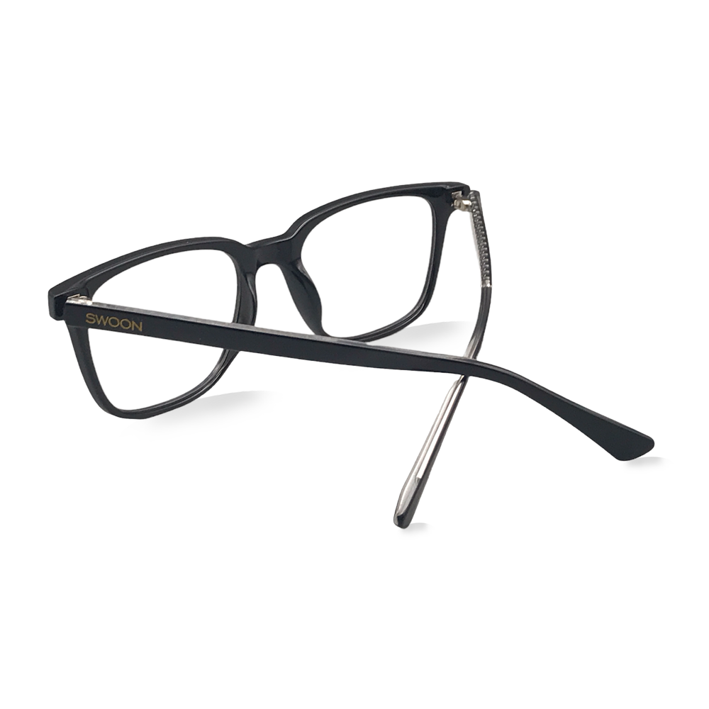 Black Rectangular - Blue Light Blocking Glasses - Swoon Eyewear - Brisbane Back View