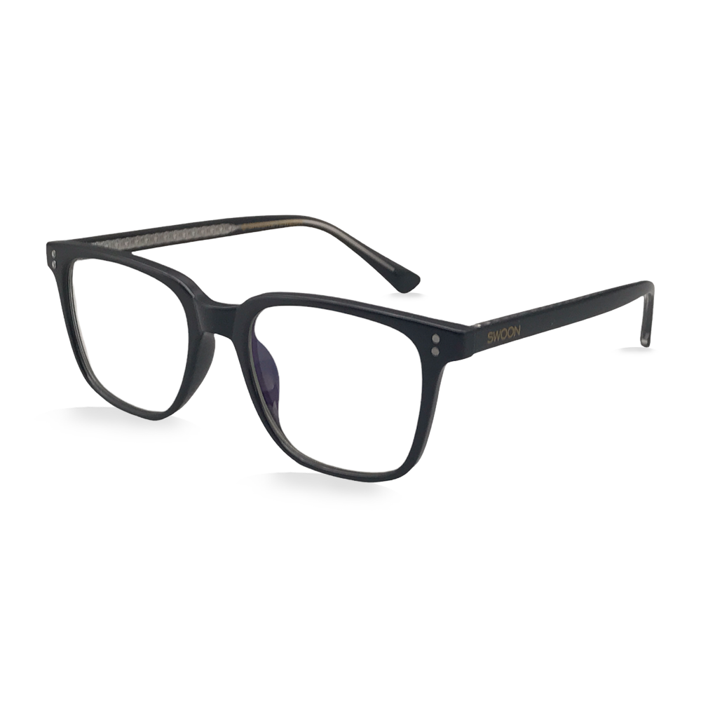 Black Rectangular - Blue Light Blocking Glasses - Swoon Eyewear - Brisbane Side View 2