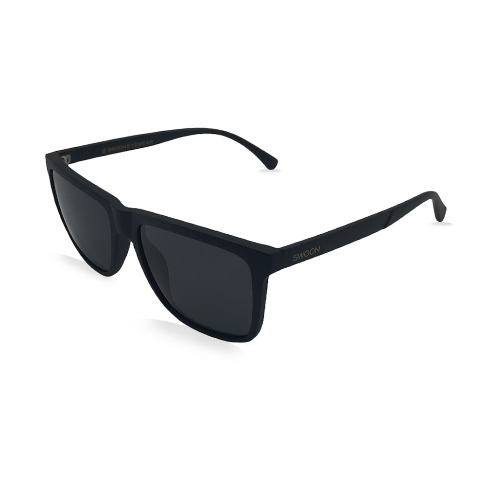 Matte Black, Grey Lens Sunglasses - Swoon Eyewear - Cambridge Side View