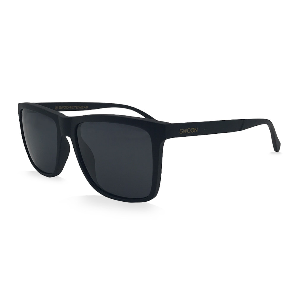 Matte Black, Grey Lens Sunglasses - Swoon Eyewear - Cambridge Side View 2