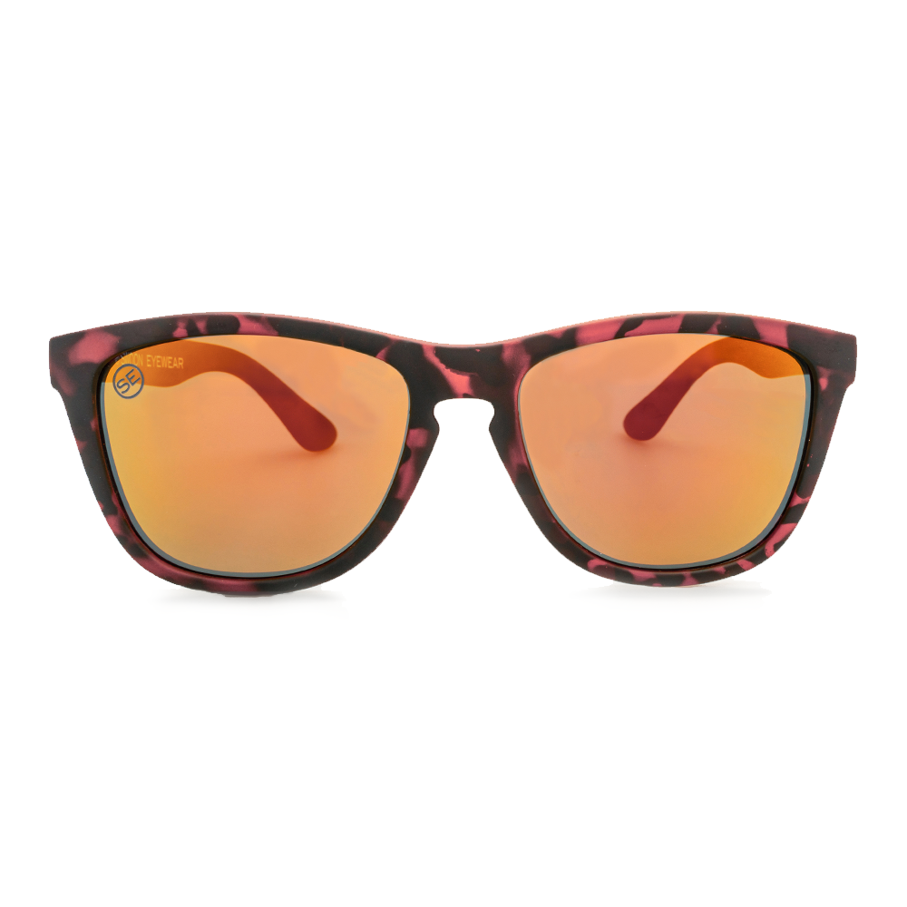 Polarized Matte Tort Frame Orange Mirror Sunglasses - Swoon Eyewear - Cayman Islands Front View