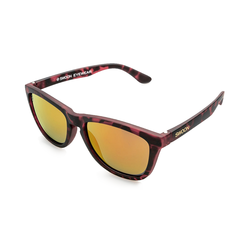 Polarized Matte Tort Frame Orange Mirror Sunglasses - Swoon Eyewear - Cayman Islands Side View