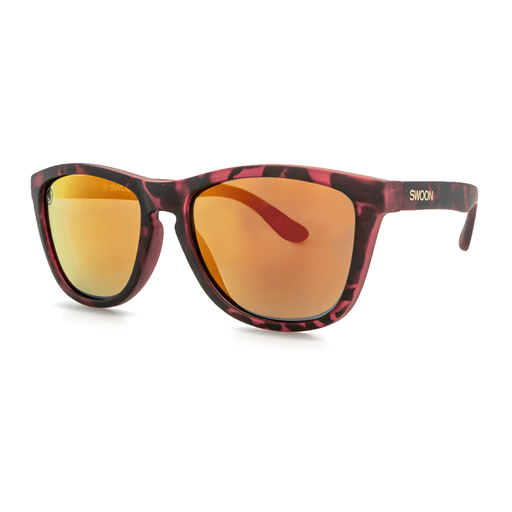 Polarized Matte Tort Frame Orange Mirror Sunglasses - Swoon Eyewear - Cayman Islands Side View 2