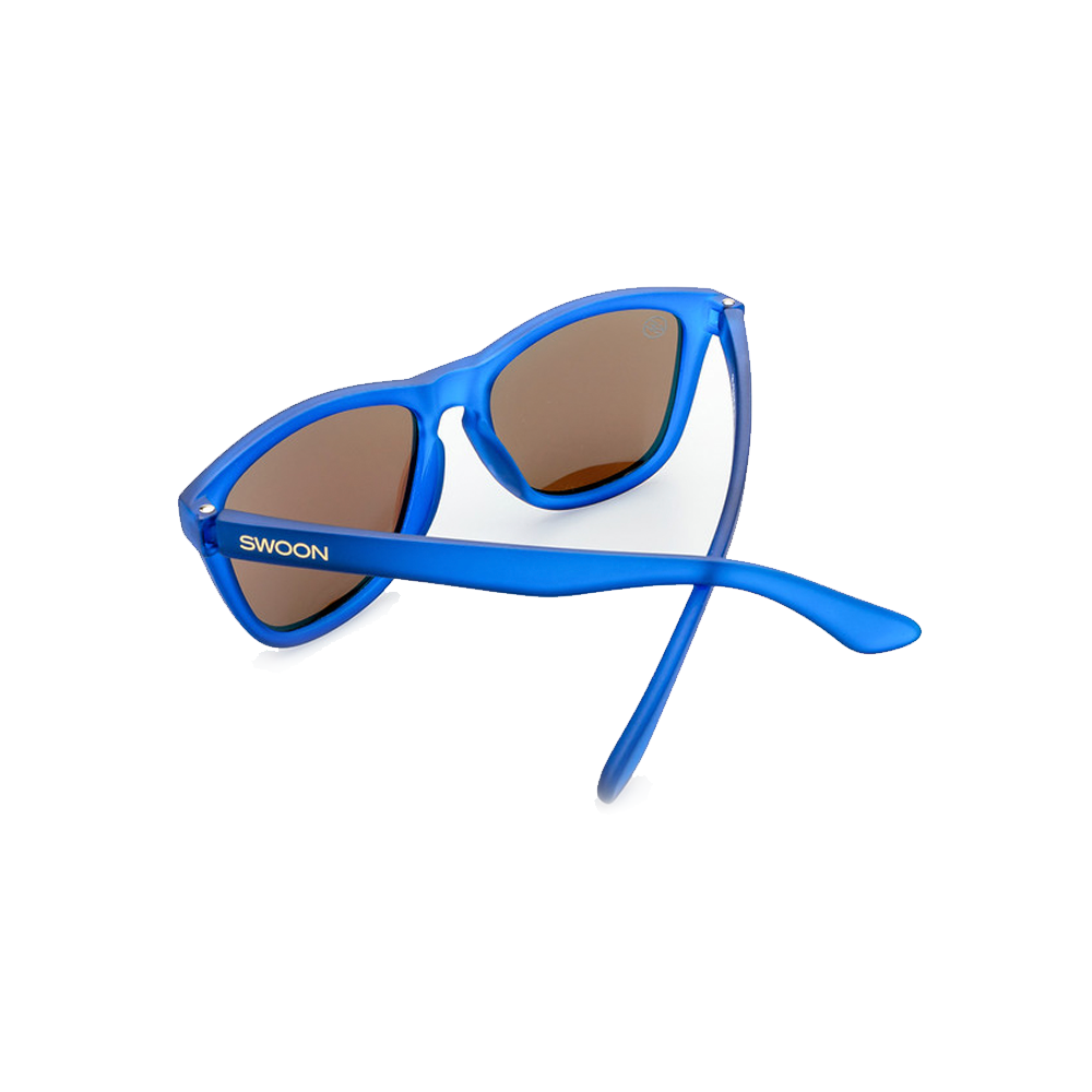 Polarized Matte Blue Frame Ice Blue Mirror Sunglasses - Swoon Eyewear - Curacao Back View