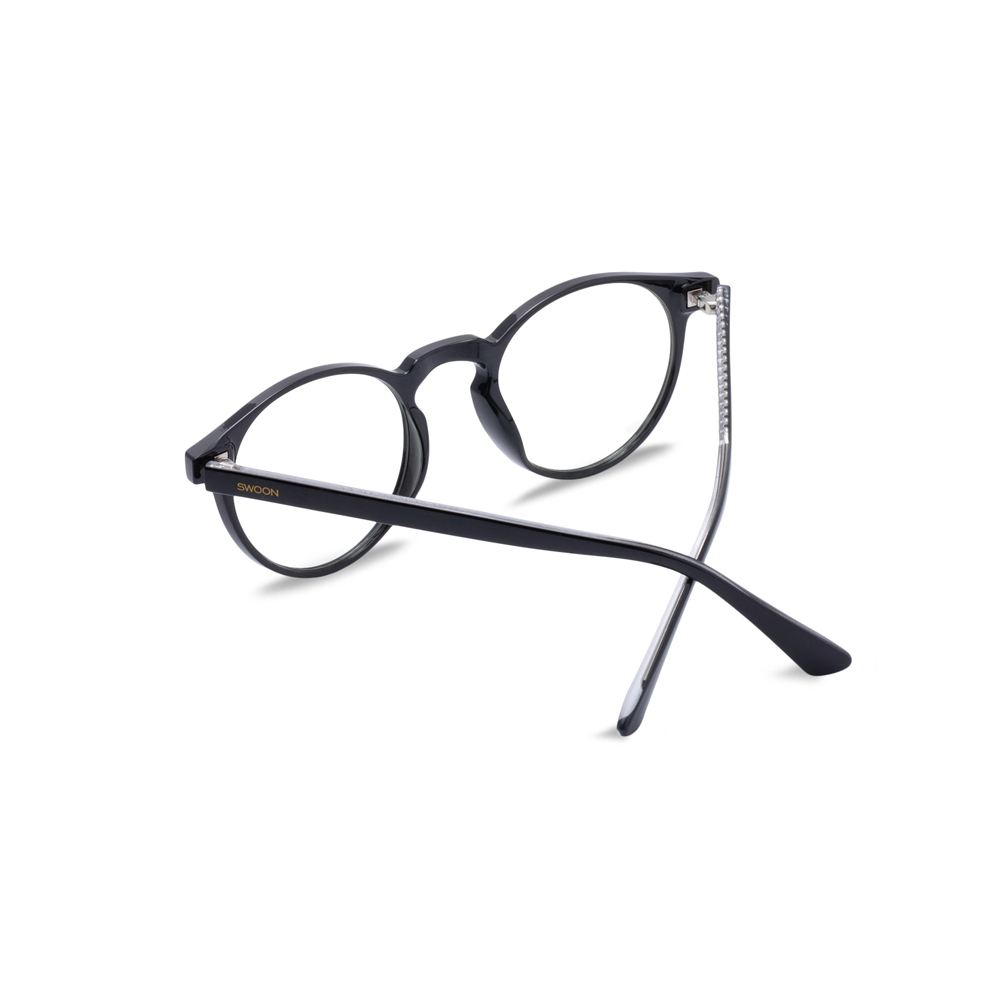 Black Round Blue Light Blocking Glasses - Swoon Eyewear - Doha Back View
