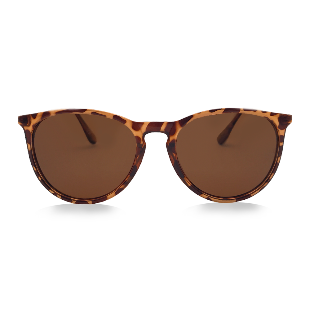 Matte Tort Rounded Sunglasses - Amber Polarized Lenses - Swoon Eyewear - Dunedin Front View