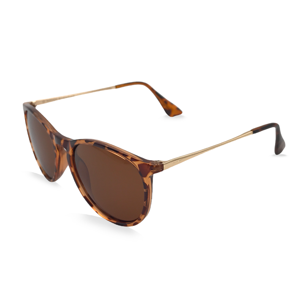 Matte Tort Rounded Sunglasses - Amber Polarized Lenses - Swoon Eyewear - Dunedin Side View