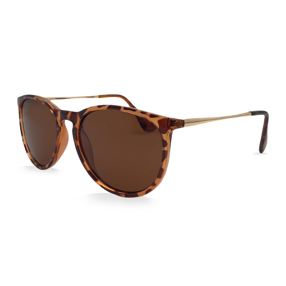 Matte Tort Rounded Sunglasses - Amber Polarized Lenses - Swoon Eyewear - Dunedin Side View 2