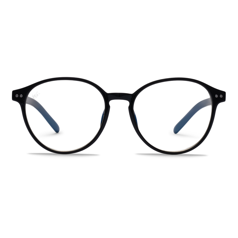 Black Round Blue Light Blocking Glasses - Swoon Eyewear - Edinburgh Front View