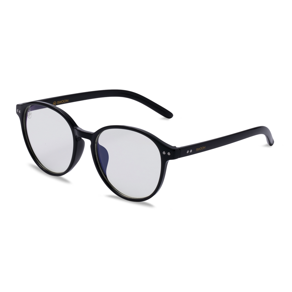 Black Round Blue Light Blocking Glasses - Swoon Eyewear - Edinburgh Side View