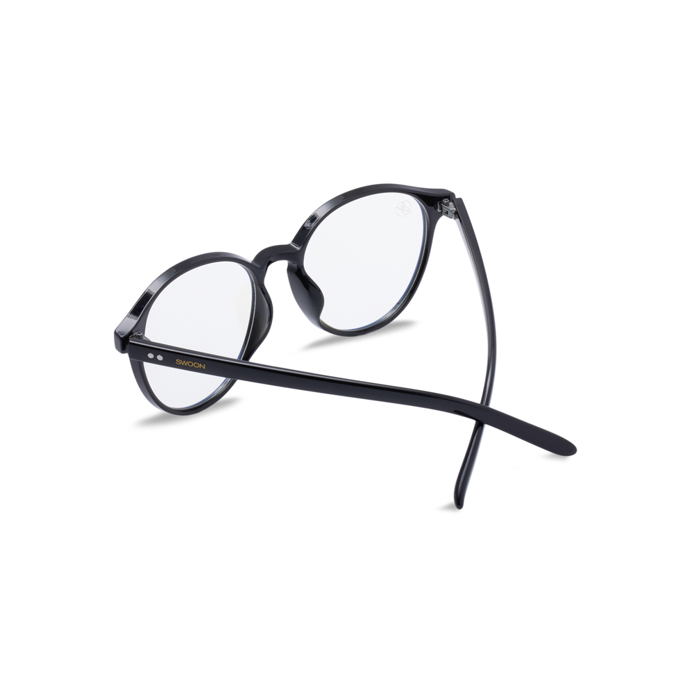 Black Round Blue Light Blocking Glasses - Swoon Eyewear - Edinburgh Back View