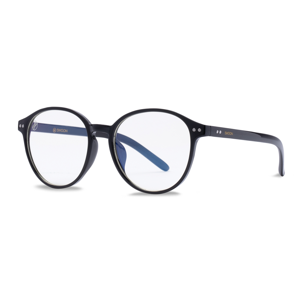 Black Round Blue Light Blocking Glasses - Swoon Eyewear - Edinburgh Side View 2