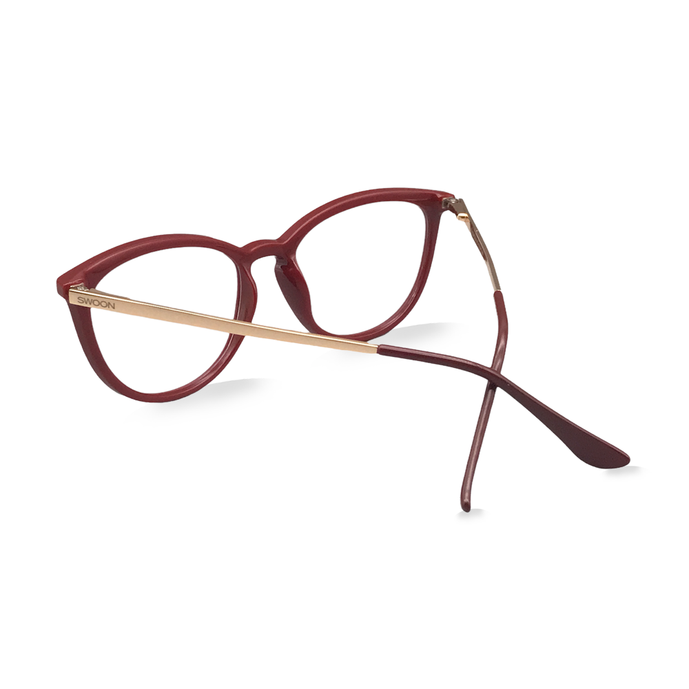 Ruby Red / Gold Cat-Eye - Blue Light Blocking Glasses - Swoon Eyewear - Florence Back View