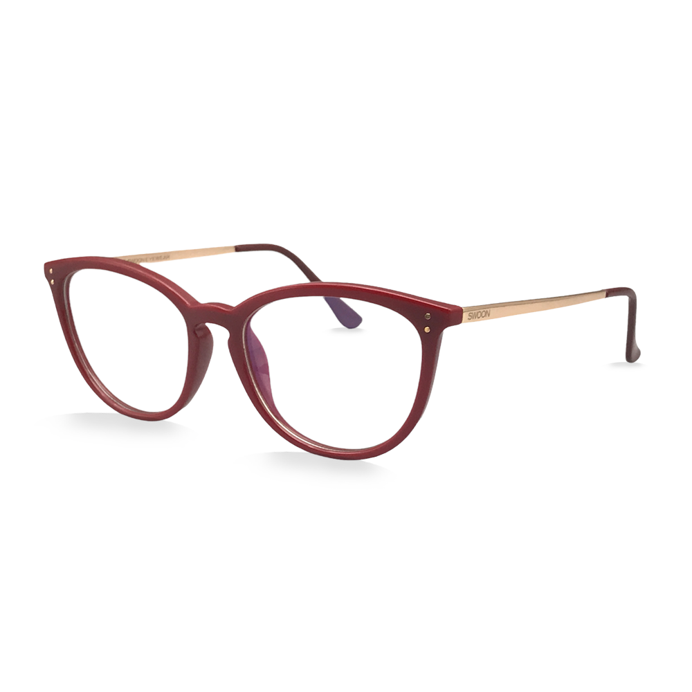 Ruby Red / Gold Cat-Eye - Blue Light Blocking Glasses - Swoon Eyewear - Florence Side View 2