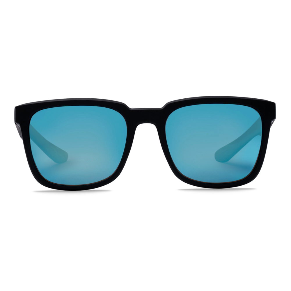 Matte Black Blue Mirror Sunglasses - Swoon Eyewear - Honolulu Front View