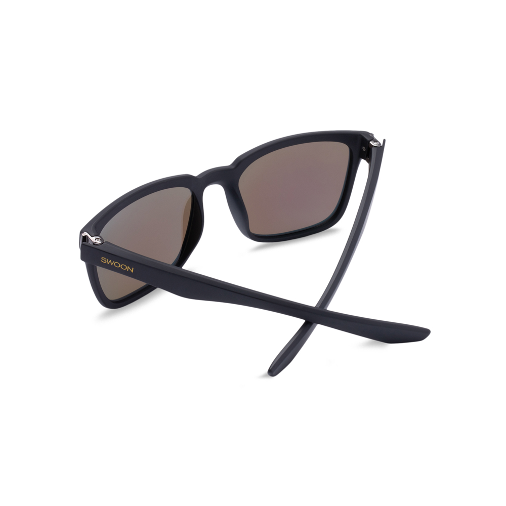 Matte Black Blue Mirror Sunglasses - Swoon Eyewear - Honolulu Back View
