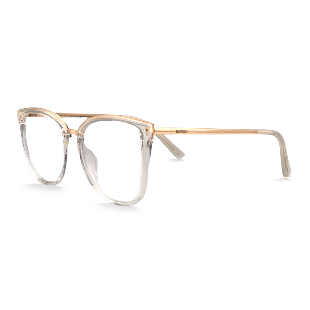Clear / Gold Cat-Eye - Blue Light Blocking Glasses - Swoon Eyewear - Istanbul Side View 2