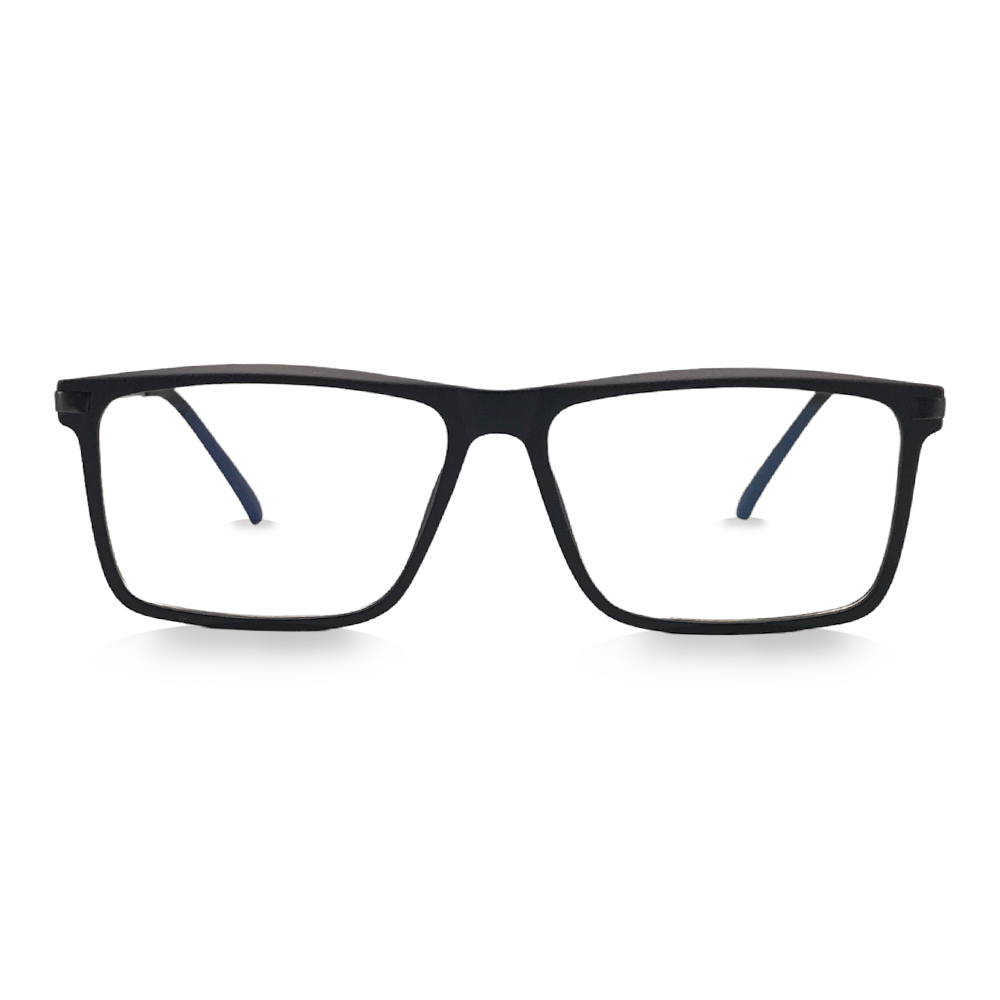 Matte Black & Gunmetal - Blue Light Blocking Glasses - Swoon Eyewear - Jaipur Front View