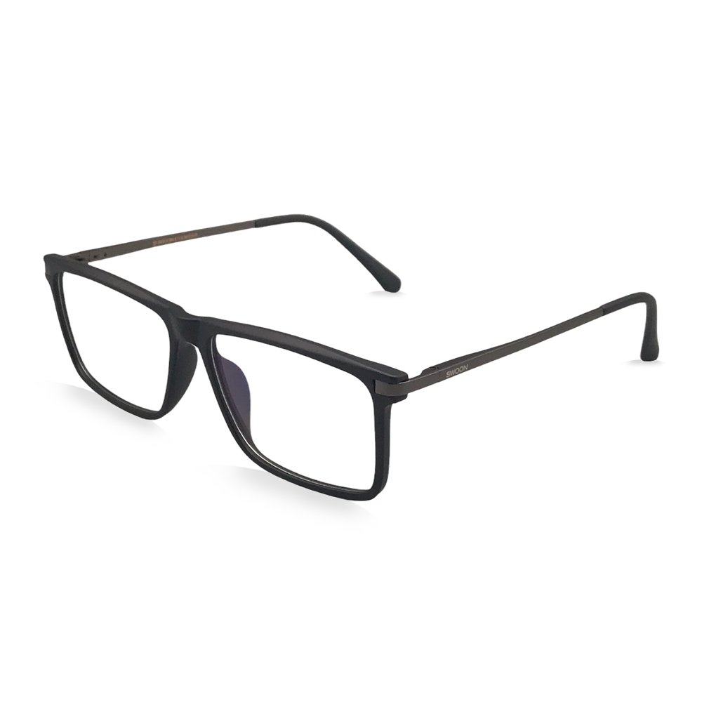 Matte Black & Gunmetal - Rectangular - Prescription Eyeglasses - Swoon Eyewear - Jaipur Side View