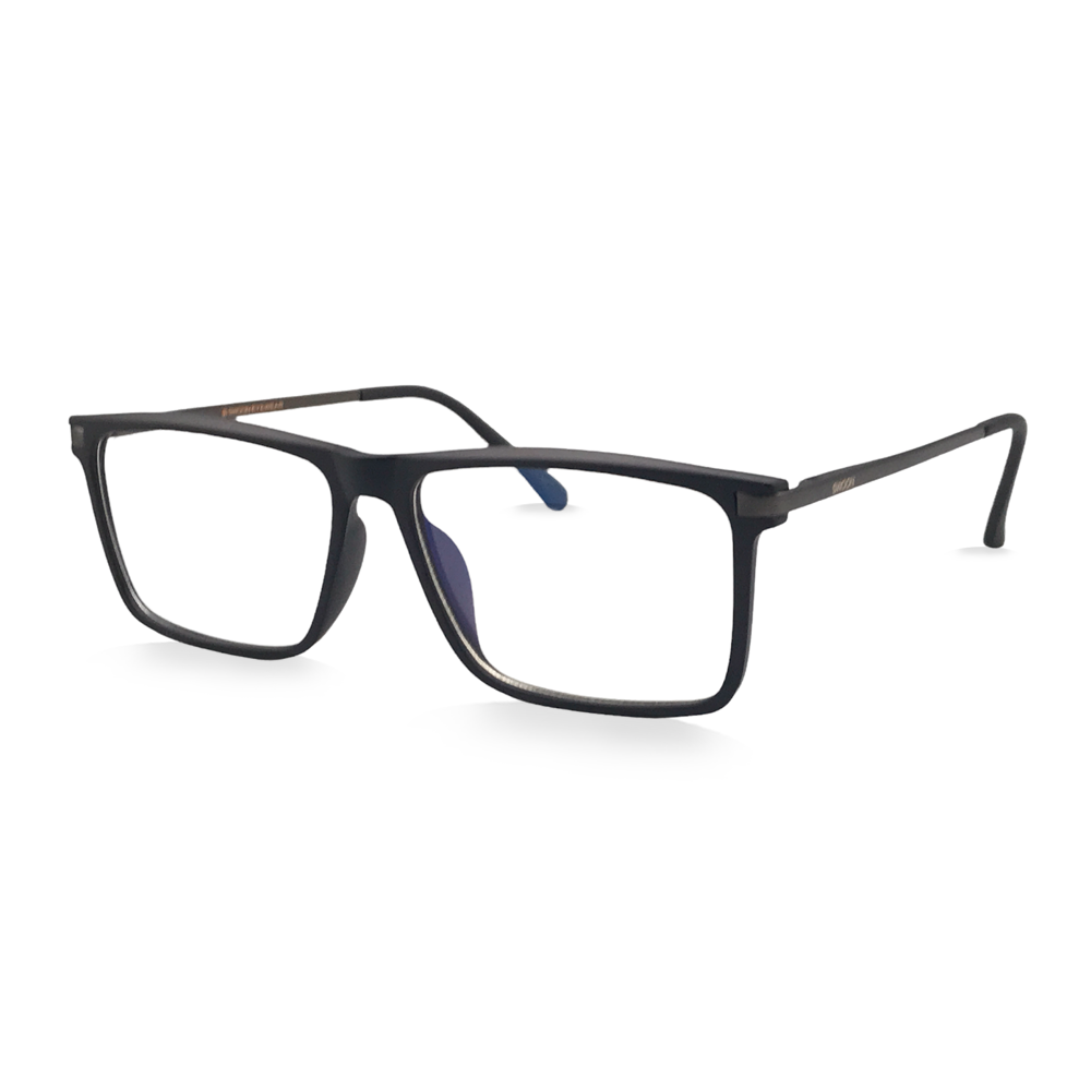 Matte Black & Gunmetal - Blue Light Blocking Glasses - Swoon Eyewear - Jaipur Side View 2