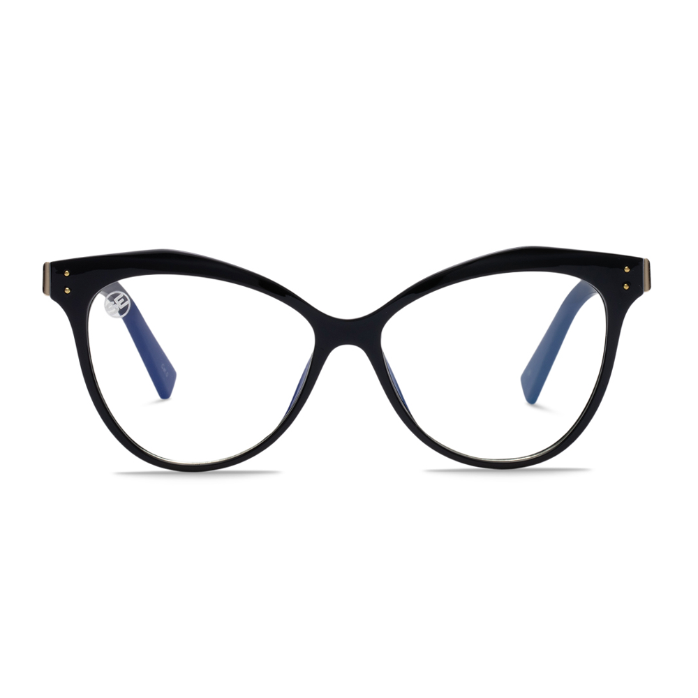 Black Cat Eye Blue Light Blocking Glasses - Swoon Eyewear - Kyiv Front View