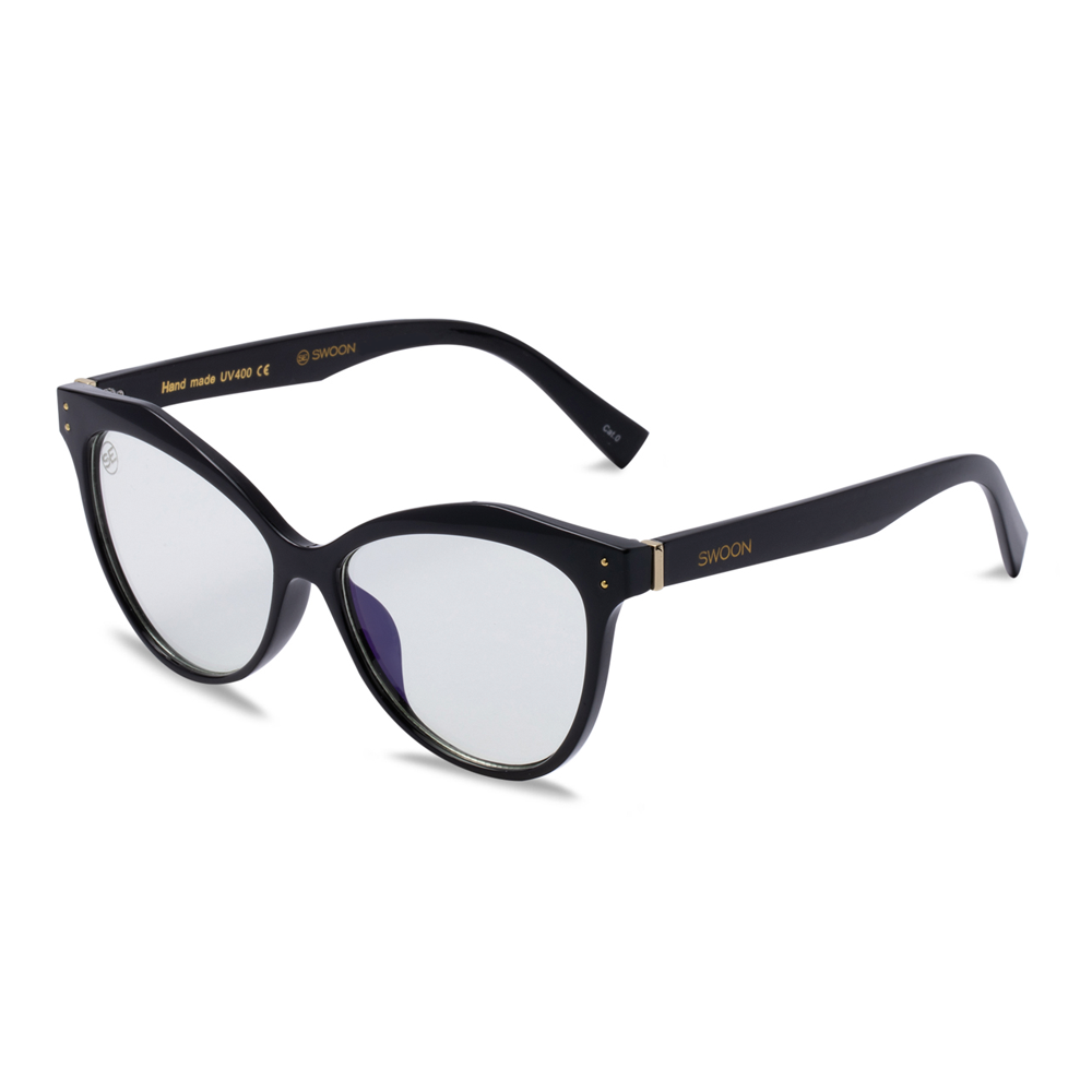 Black Cat Eye Blue Light Blocking Glasses - Swoon Eyewear - Kyiv Side View