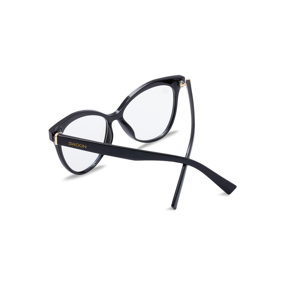 Black Cat Eye Blue Light Blocking Glasses - Swoon Eyewear - Kyiv Back View