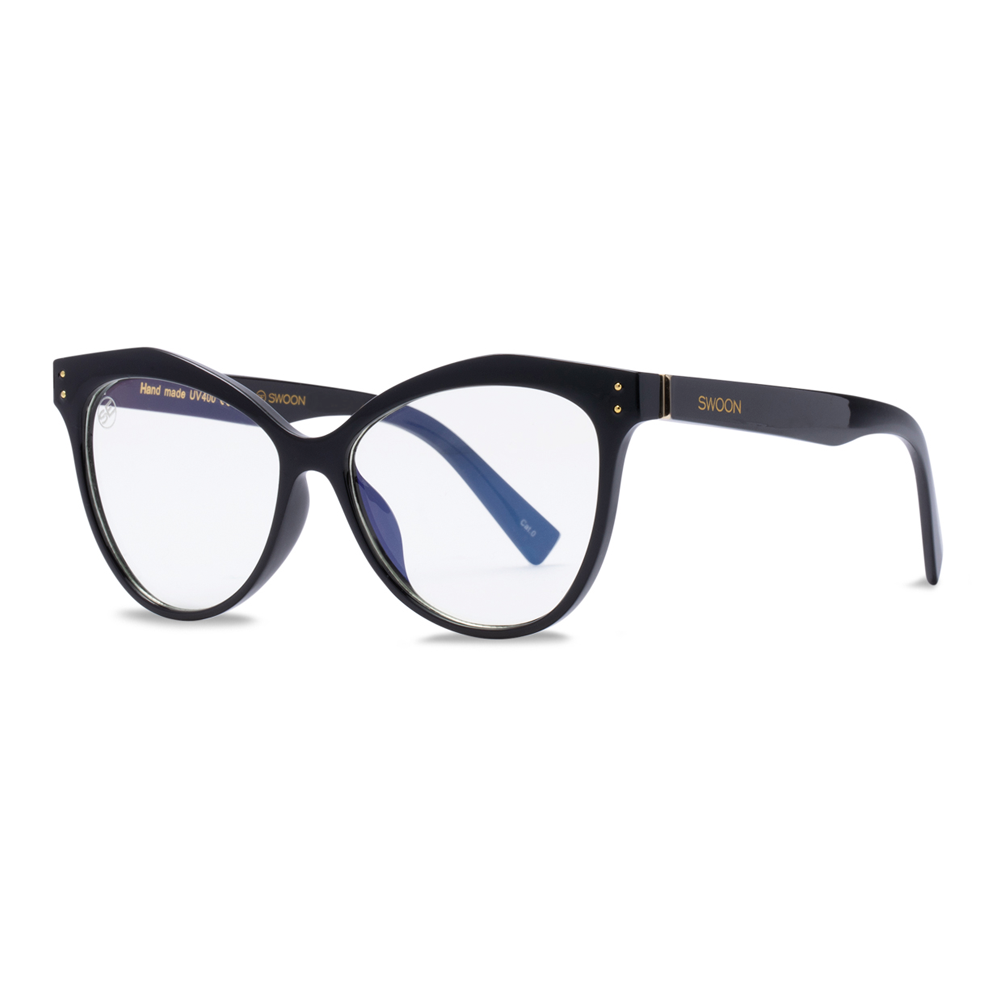Black Cat Eye Blue Light Blocking Glasses - Swoon Eyewear - Kyiv Side View 2