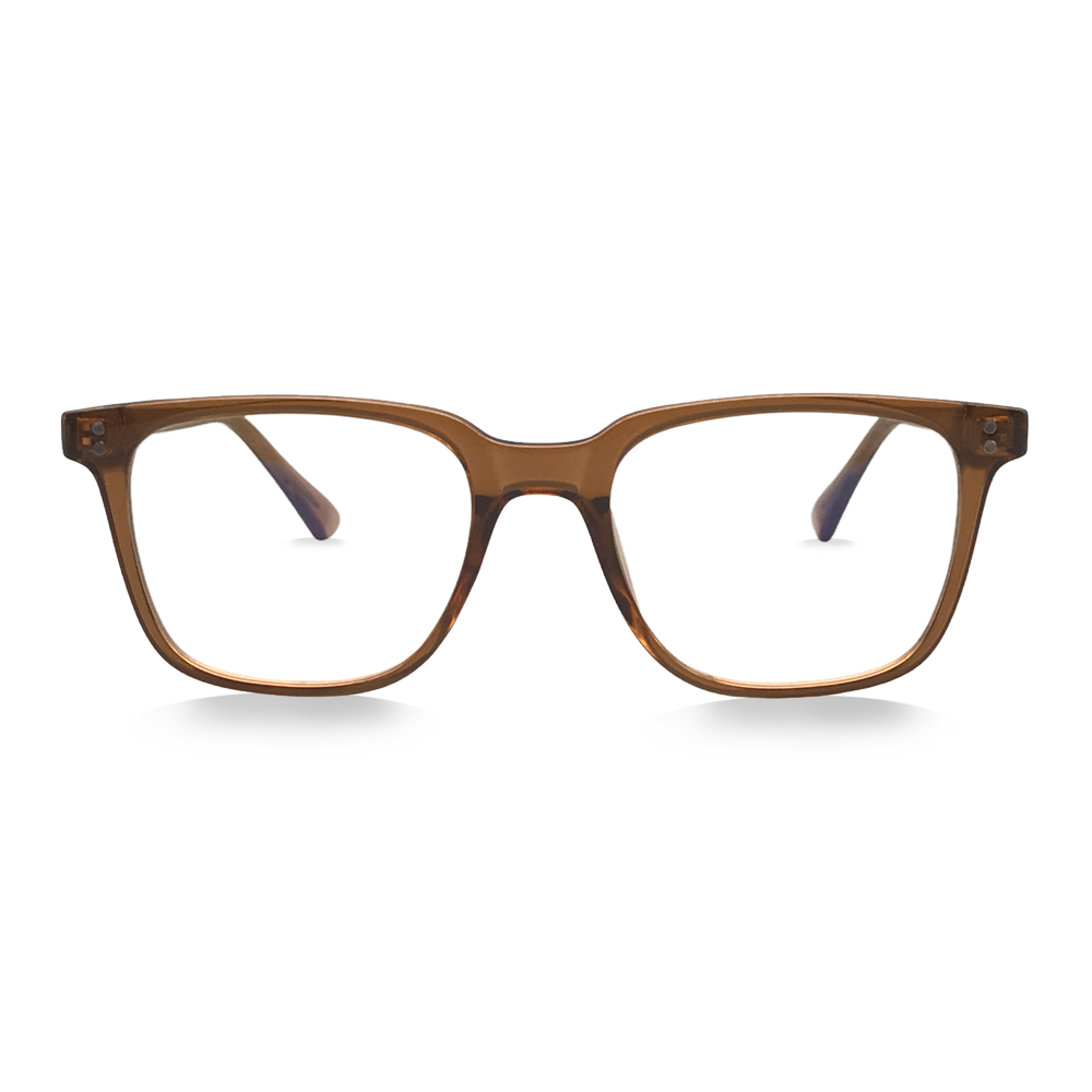 Caramel Brown Rectangular - Blue Light Blocking Glasses - Swoon Eyewear - Krakow Front View