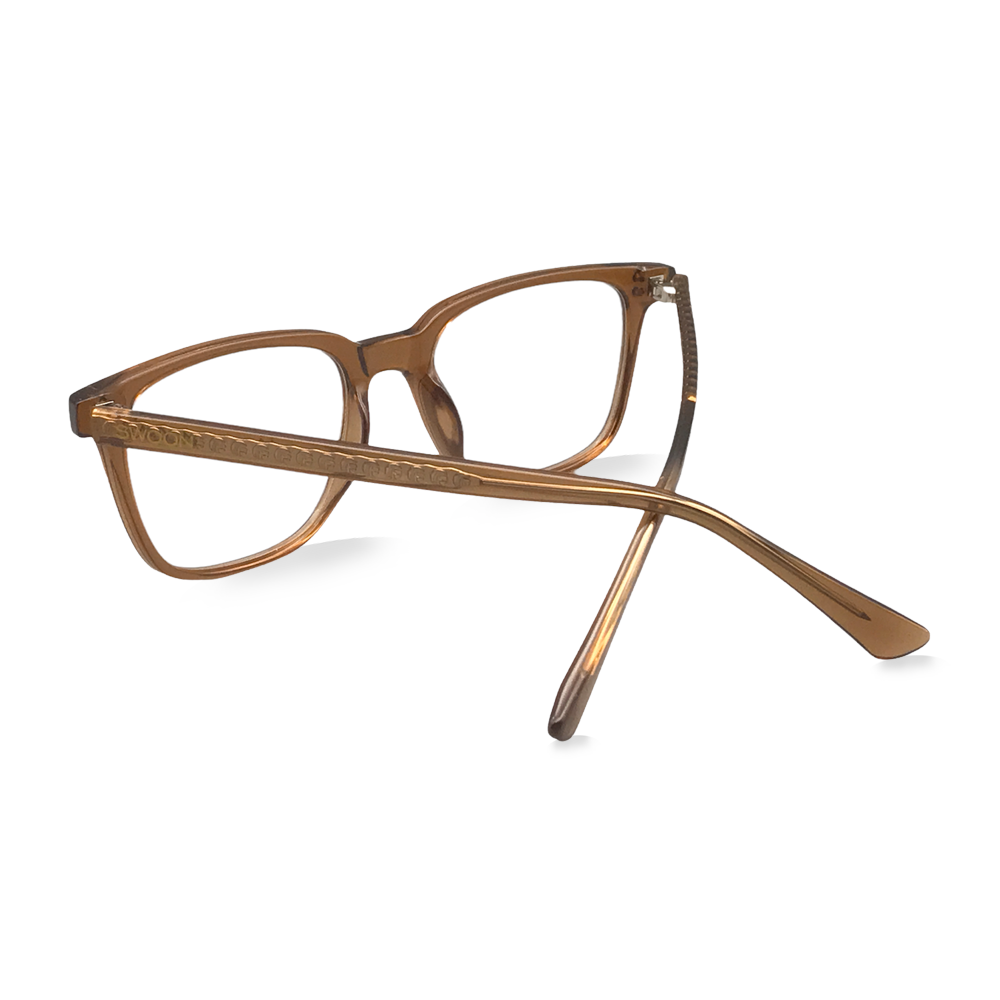 Caramel Brown Rectangular - Blue Light Blocking Glasses - Swoon Eyewear - Krakow Back View