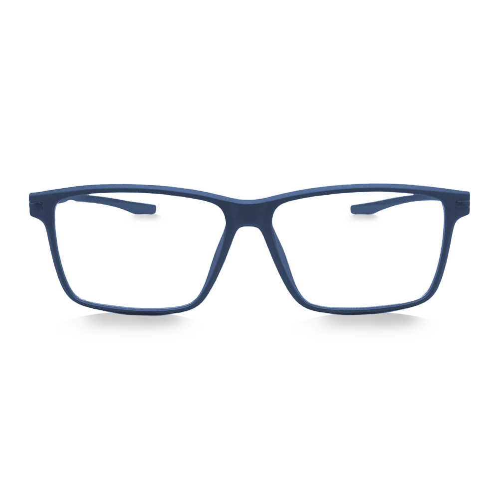 Matte Blue - Rectangular / Sporty - Blue Light Blocking Glasses - Swoon Eyewear - Lagos Front View